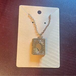 Gold locket book-look necklace